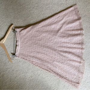 Lovely Zara Blush Pink Midi A-line Skirt With Lace Overlay